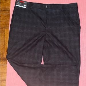 JF J. Ferrar Mens’s Charcoal Plaid Dress Pants